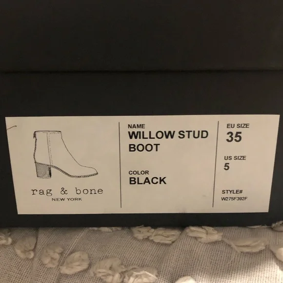 Rag & Bone Willow Stud Black Leather Ankle Boots. New In Box! Sz 5 - Picture 10 of 10